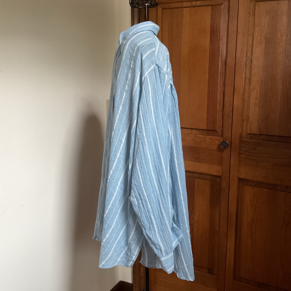 Eden and Olivia Blue Striped Button-Up Shirt, 3X New - Picture 2 of 7